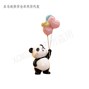 ของขวัญเรซิ่นรูปแพนด้าแสนน่ารัก - ลูกโป่งรูปหัวใจสีชมพู แดง และม่วง ของตกแต่งบ้านสุดน่ารัก ของขวัญที่สมบูรณ์แบบสำหรับคนรักสัตว์ป่า - Product Image 4