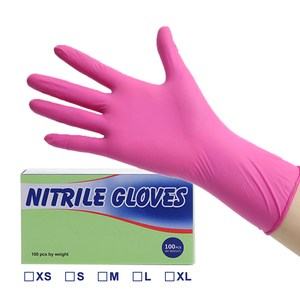 Guantes Desechables de Nitrilo Puro Sin Polvo, 3mil 4mil 5mil, Duraderos, de Grado Alimenticio, Impermeables, Rosados, Tallas XS-S-M-L-XL, para Limpieza de Cocina - Product Image 1