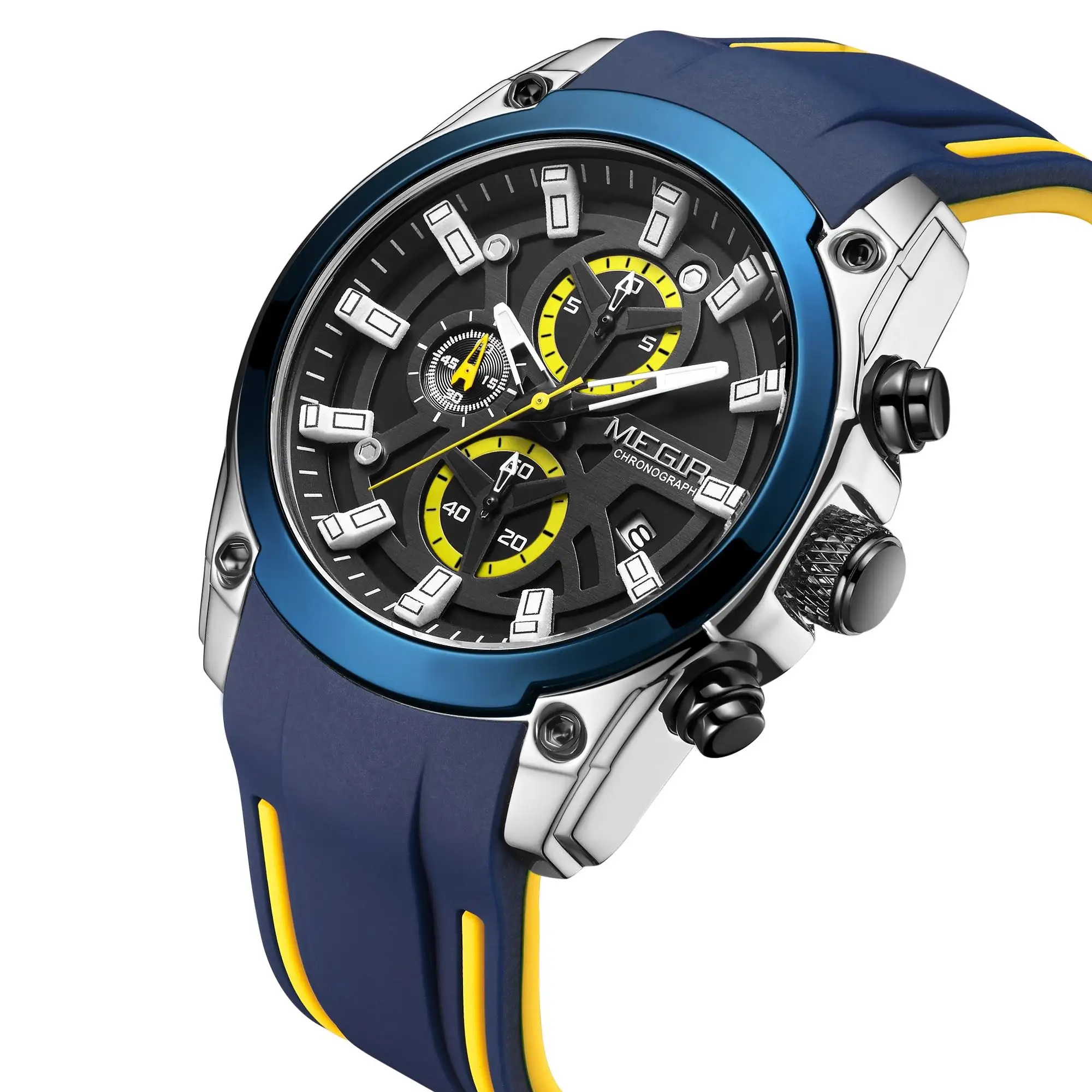 MEGIR 2144 модные силиконовые водонепроницаемые спортивные часы хронограф повседневные электронные часы для мужчин кварцевые часы с логотипом на заказ