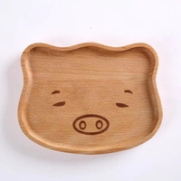 Assiette à dîner pour enfants en forme d'animal de dessin animé, avec revêtement en huile végétale naturelle, idéale pour bébé, cadeau pour tout-petit