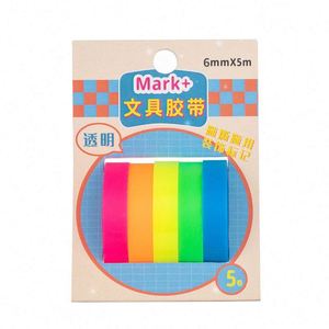 Hengxin <b>Small</b> Tape Glow-line Transparent and Fluorescent Washi Tape Colorful Self Adhesive Sticky Notes - Product Image 4