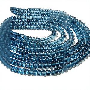 Perles de pierres précieuses facettées en topaze bleue de Londres, 8 mm, forme ronde, vendues par brin de 8 pouces de long - Product Image 1