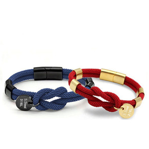 Custom High Quality Stainless Steel Magnetic Clasp Woven Bracelet Braided Paracord Rope Customized LOGO for <b>Men</b> Anniversary - Product Image 1