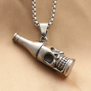 Skull Bottle Pendant Stainless Steel Themed Pendants Men's Fashion Gift Jewelry Retro Punk Style - Product Image 1