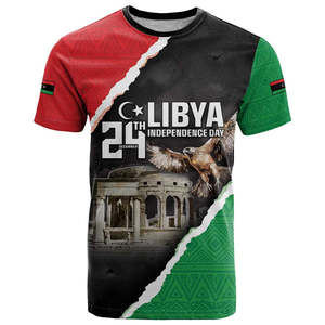 Chúc mừng libya Ngày Độc Lập của nam giới mỏng phù hợp với Polyester T-Shirt tùy chỉnh bán buôn Vòng cổ ngắn tay áo 'libya trái tim của tôi' in - Product Image 1