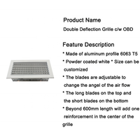 Grille de ventilation moderne en aluminium à double déflection pour climatisation avec OBD et lames réglables