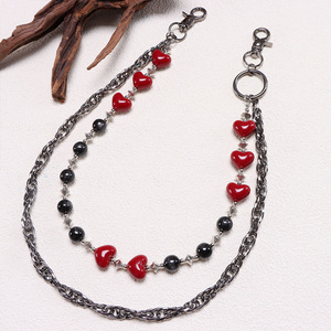 Gothic Red Heart Beaded Waist <b>Chain</b> Double Layer For <b>Jeans</b> Adult Fashion Accessory - Product Image 3