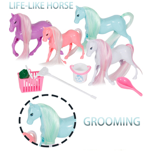 Huiye 2024 bebek renkli at seti kız oyuncaklar modeli Mini sevimli at hayvan şekil oyuncak kız seti için - Product Image 5