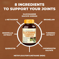 Complément de glucosamine et chondroïtine très vendu pour adultes, enrichi en curcuma, favorise la santé des articulations