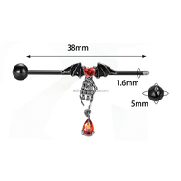 14G chauve-souris Halloween spirale industrielle haltère de qualité supérieure longue oreille goujon mamelon anneau hélice piercing pour femmes hommes