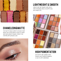 Palette de fards à paupières blancs duochrome, bruns, noirs, foncés, nudes, poudre douce, facile à estomper, longue tenue
