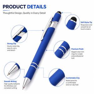 Penna <span class=keywords><strong>a</strong></span> <span class=keywords><strong>Sfera</strong></span> Bestseller con Punta Stylus in Gomma Morbida per Touch Screen 2 in 1 <span class=keywords><strong>Penne</strong></span> <span class=keywords><strong>a</strong></span> <span class=keywords><strong>Sfera</strong></span> <span class=keywords><strong>di</strong></span> <span class=keywords><strong>Lusso</strong></span> in Metallo per Ufficio con Logo Personalizzato - Product Image 4