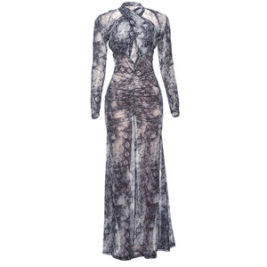 Nouvelle Collection Été – Robe Longue Moulante Femme à Col Halter et Lacets, Imprimé Serpent Unique, Sexy, Impression Numérique, Respirante - Product Image 6