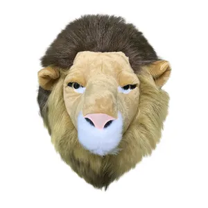 Kepala Hewan Singa Yang Agresif untuk Dekorasi Dinding Boneka Kepala Hewan Hidup Hiasan Dinding Singa Mainan Mewah