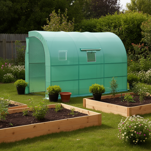 Serre autoportante DB 10' x 5' x 7' avec couverture en PE, structure métallique et finition bois naturel pour pépinière - Product Image 2