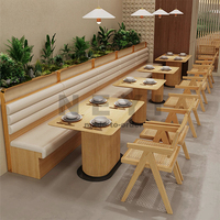 Canapé de stand moderne personnalisé Prix d'usine pas cher Oeuvre d'art Ensemble de table à manger en bois massif pour restaurant