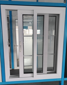 Basit tasarım Upvc Pvc vinil çerçeveli çift camlı temperli cam sürgülü pencereler demir Anti hırsızlık ızgara tasarımı ev için - Product Image 2