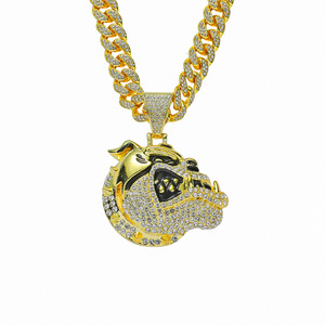 Nouveau Collier Pendentif Tête de Chien Hiphop Rap en Strass Plaqué Or pour Hommes, Bijoux de Mode en Alliage, Vente en Gros 2026 - Product Image 5