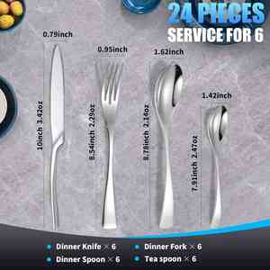 Couteau à steak, fourchette et cuillère occidentaux en acier inoxydable épaissi 304, design moderne pour la maison, le thé, le camping, les restaurants et les hôtels - Product Image 3