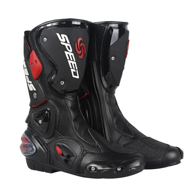 Pro-motociclista Speed Road Pu Couro Corrida Motocicleta Botas