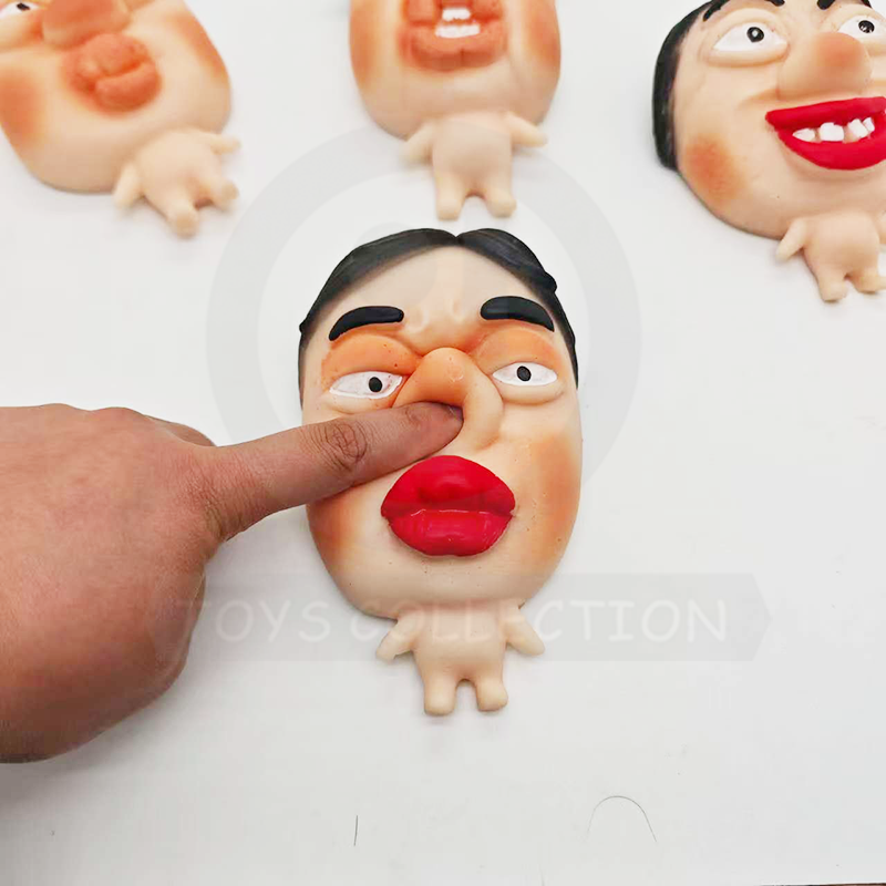 New Trending TPR Cheek Pinching Fun Stress Relief Squishy Toy Big Head Full Lips Masked Person Pimple Squeezing Toy Sensory