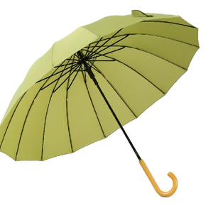 Style japonais rétro Simple populaire couleur unie <span class=keywords><strong>parapluie</strong></span> droit en fibre de verre manche en bois hommes et femmes parapluies - Product Image 1