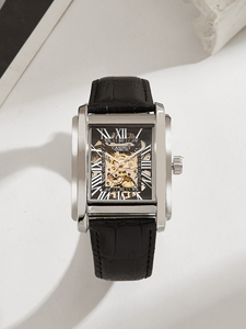 Reloj Mecánico de Lujo con Correa de Cuero de 24 mm, Personalizable con Marca Propia, Movimiento Automático, Resistente al Agua 3ATM, Diseño Hueco - Product Image 4