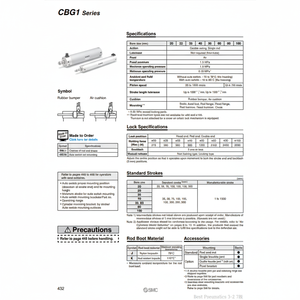 กระบอกล็อกปลายนิวเมติก SMC CDBG1FA25-600-HN ชิ้นส่วนนิวเมติก - Product Image 1