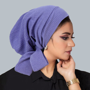 Último nuevo diseño arrugado Tie Back Undercap correa de cola larga Toalla de poliéster gorra suave <span class=keywords><strong>quimioterapia</strong></span> ondulado señora sombrero para <span class=keywords><strong>verano</strong></span> - Product Image 1