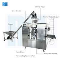 Machine d'emballage industrielle pour sacs préformés, remplisseur à vis électrique chauffant avec moteur, cuve sous pression et composants PLC