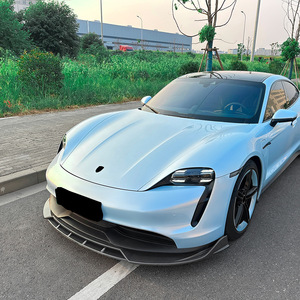 Amp Z - Lame de pare-chocs avant noire piano avec texture fibre de carbone pour Porsche Taycan 2019 - Style tuning finition mate - Product Image 2