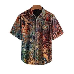 2025 camisa de manga corta holgada Retro Hawaiana para hombre, informal, transfronteriza, de verano, de punto de sarga cubana, antibolitas - Product Image 5
