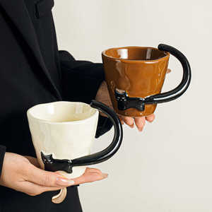 Factory Direct China High Quality Custom Black Cat Embossed Eco-friendly Stoneware <b>Ceramic</b> <b>Mug</b> Food Safe Dishwasher Microwave - Product Image 2