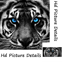 Tableaux décoratifs haut de gamme en noir et blanc, tête de tigre, art mural animalier pour la décoration intérieure, peintures de tigre.