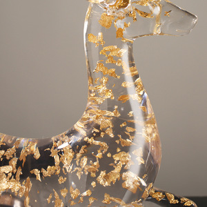 Juego de 2 Figuras de Ciervos Dorados Transparentes, Decoración Contemporánea para el Hogar, Adorno para Sala de Estar - Product Image 3