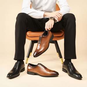 รองเท้าธุรกิจผู้ชายสไตล์ใหม่ปี 2026 ทำจากหนังวัวแท้เย็บมือ ปิดแบบผูกเชือก พื้นไม้ สำหรับงานแต่งงานในฤดูใบไม้ผลิ - Product Image 2