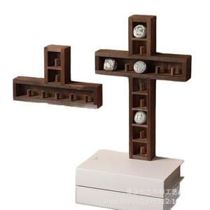 Wooden Cross Ring <b>Display</b> Rack <b>Wall</b> Mounted Geometric Storage Shelf For Champion Rings Freestanding <b>Display</b> Stand - Product Image 1