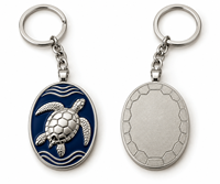 Porte-clés en métal personnalisé avec emblème de tortue de mer, logo sur mesure, vente en gros, fournisseur et fabricant