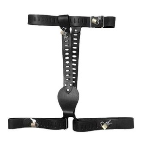 Ceinture de chasteté en cuir noir de forme ovale avec serrure pour adultes, accessoires intimes - Product Image 5