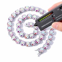OUGEPHELI Parure de bijoux en argent sterling 925 avec moissanite, collier tennis effet feu arc-en-ciel VVS1 et boucles d'oreilles clous étincelantes pour femme
