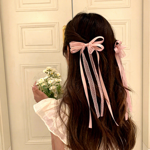 Dulce cinta Bowknot pinzas para el cabello accesorios para niñas Color sólido lindo moda Fancinators pinzas para el cabello encaje para mujeres damas - Product Image 2