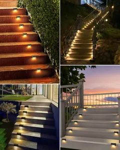 Lampes murales et <span class=keywords><strong>de</strong></span> terrasse LED solaires étanches IP65 5000K lumière du jour avec capteur <span class=keywords><strong>de</strong></span> lumière pour l'extérieur, les marches, les patios et les jardins - Product Image 6