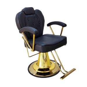 Modern <b>Leather</b> Hydraulic Barber Chair Stainless Steel Round Base Salon Styling Chair With Single Footrest - Product Image 1