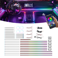 Bande LED RGB 64 couleurs pour l'intérieur de la voiture, éclairage d'ambiance, synchronisation musicale, contrôle par application, 12V, compatible universel