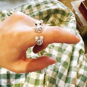 Originele handgemaakte Bijoux Schnauzer hond open <span class=keywords><strong>ring</strong></span> verzilverd dier puppy verstelbare mode ringen sieraden voor vrouwen - Product Image 4