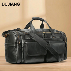 Bolsa de Viaje de Cuero Genuino Dujiang, Bolsa de Lona de Gran Capacidad, Multifuncional, para Viajes de Negocios, Gimnasio, Unisex, Color Sólido - Product Image 2