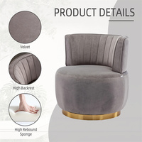 Fauteuils de salon pivotants à 360 degrés, fauteuils ronds avec dossier en tissu velours moelleux pour salle d'attente