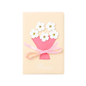Cuaderno A5 de Tapa Blanda de Cuero PU con Costuras Impresas y Diseño de Flores con Logotipo Personalizado para Regalo - Product Image 2