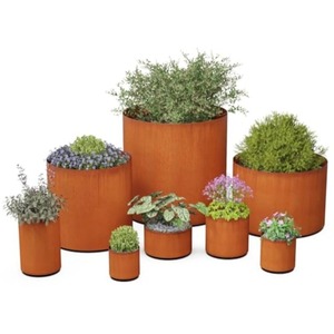 Rust/Black Corten Steel Straight Cylinder Flower Pot <b>for</b> Outdoor Garden Planting <b>Vegetables</b> Decorative Durable Natural - Product Image 2