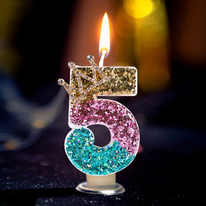 <span class=keywords><strong>Bougie</strong></span> d'<span class=keywords><strong>anniversaire</strong></span> sans fumée, bâtonnet numérique à paillettes colorées, étincelles roses 0-9, décoration de gâteau tendance pour célébrités Instagram, fête de bébé - Product Image 1